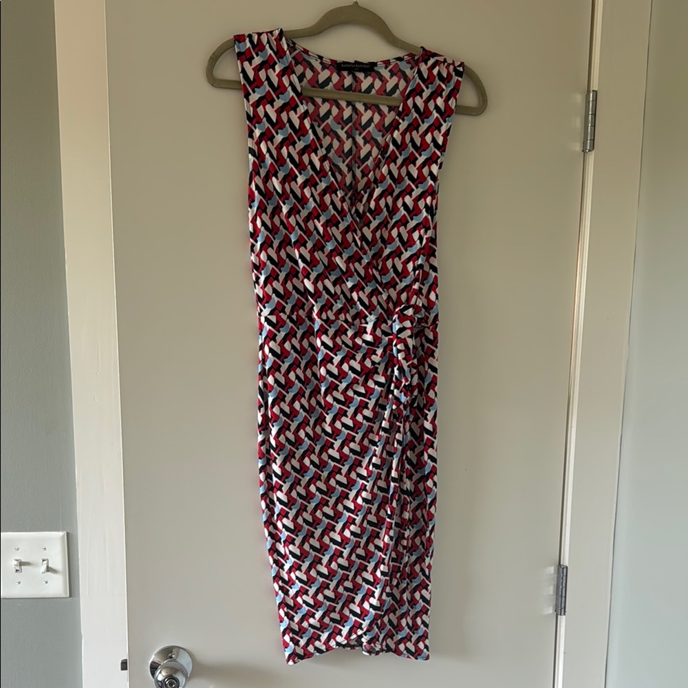 Banana Republic Red and White Ruched Sheath Dress